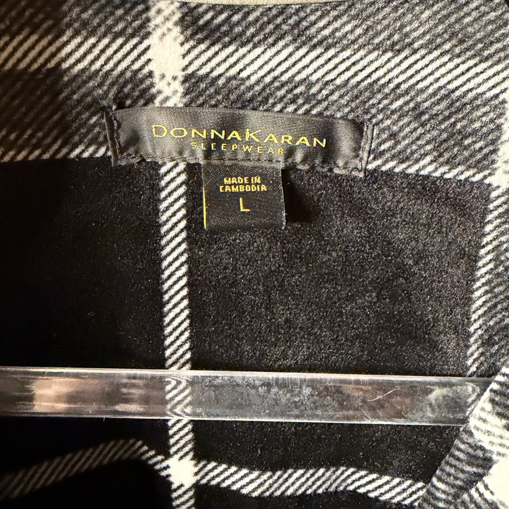 Donna Karan Black and White Checkered Sleepwear Size Large - Picture 5 of 6